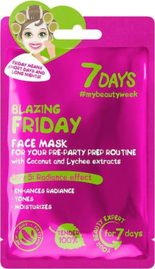 7DAYS Blazing Friday Sheet Mask Μάσκα Προσώπου Παρασκευής 28gr, 1 Τεμάχιο