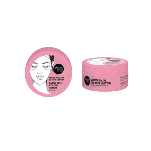 Organic Shop Glow Skin Eye Gel Patch για Λάμψη με Παγωμένο Τσάι και Berry, 60 τμχ