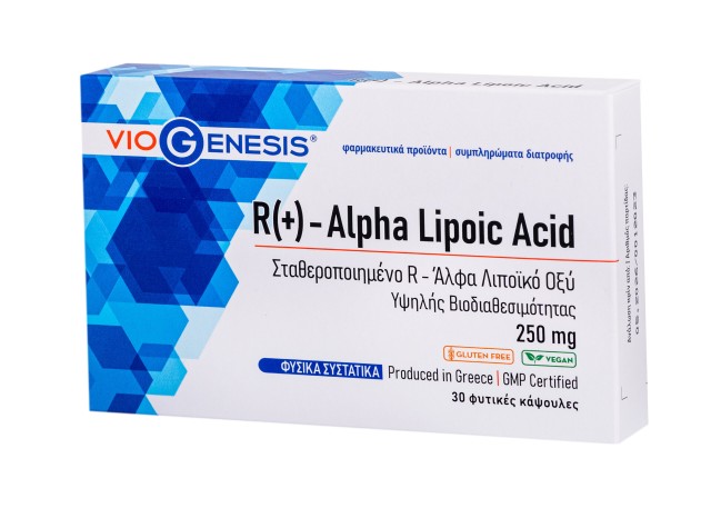 VioGenesis R(+) – Alpha Lipoic Acid 250 mg Σταθεροποιημένο R - Άλφα Λιποϊκό Οξύ Υψηλής Βιοδιαθεσιμότητας, 30 caps