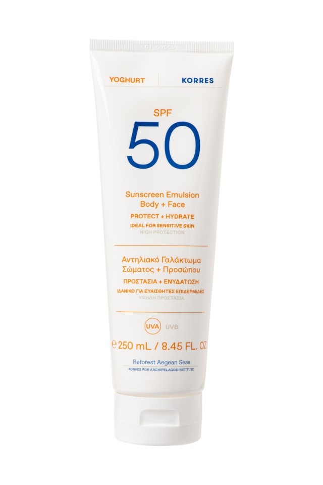 Korres Yoghurt Sunscreen Body & Face SPF50 Αντηλιακό Γαλάκτωμα Σώματος - Προσώπου, 250ml