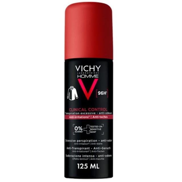 Vichy Homme Clinical Control 96h Deodorant Ανδρικό Αποσμητικό, 125ml