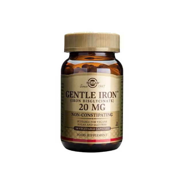 Solgar Gentle Iron 20mg Δισγλυκινικός Σίδηρος, 90 Φυτικές Κάψουλες