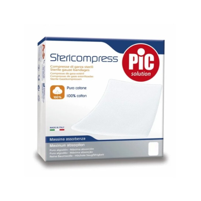 Pic Solution Stericompress Αποστειρωμένες Γάζες από Αγνό Βαμβάκι, 36x40cm 12τμχ