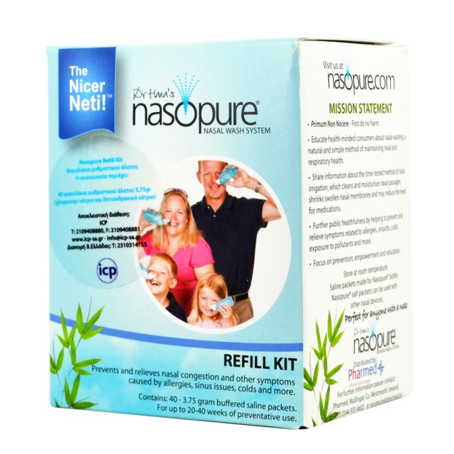 Dr Hanas Nasopure Nasal Wash System Refill Kit Ανταλλακτικά Συστήματος Ρινικής Πλύσης, 40 Φακελάκια