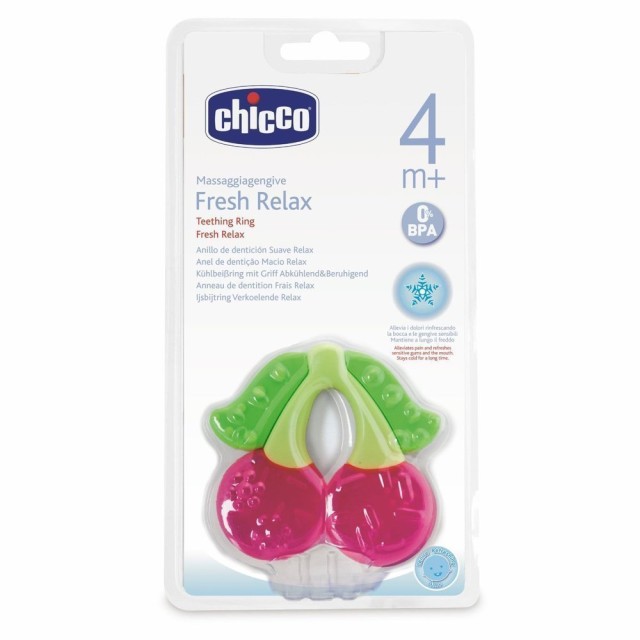 Chicco Fresh relax Δροσιστικός κρίκος οδοντοφυΐας 4m+ κεράσι.