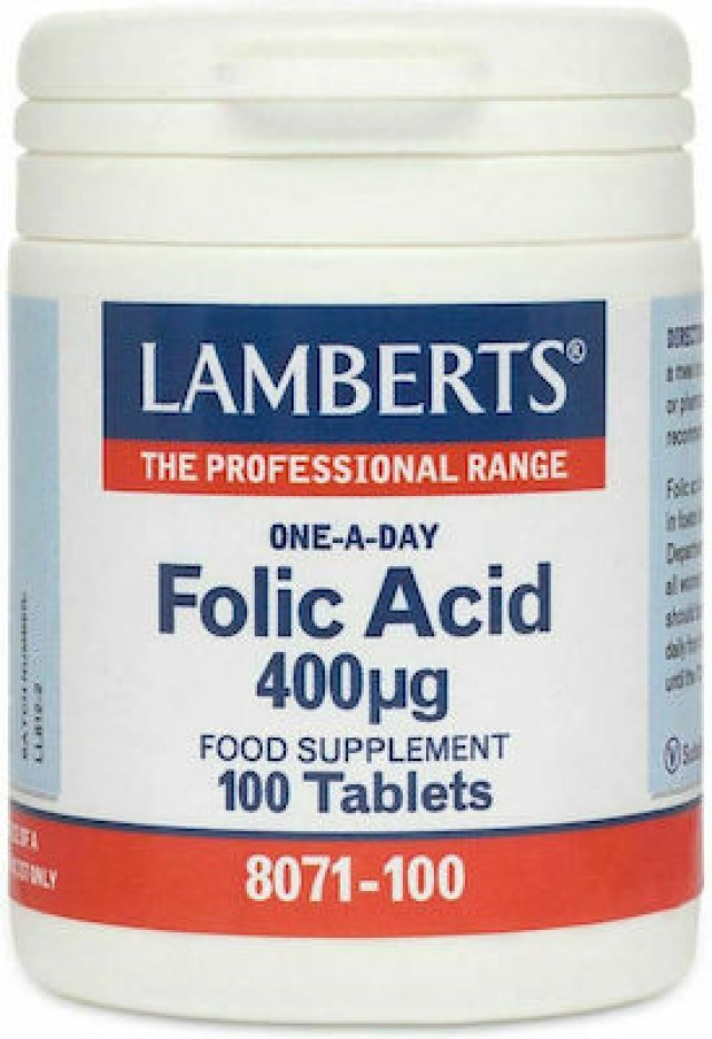 Lamberts Folic Acid 400mcg Φολικό Οξύ, 100 Ταμπλέτες
