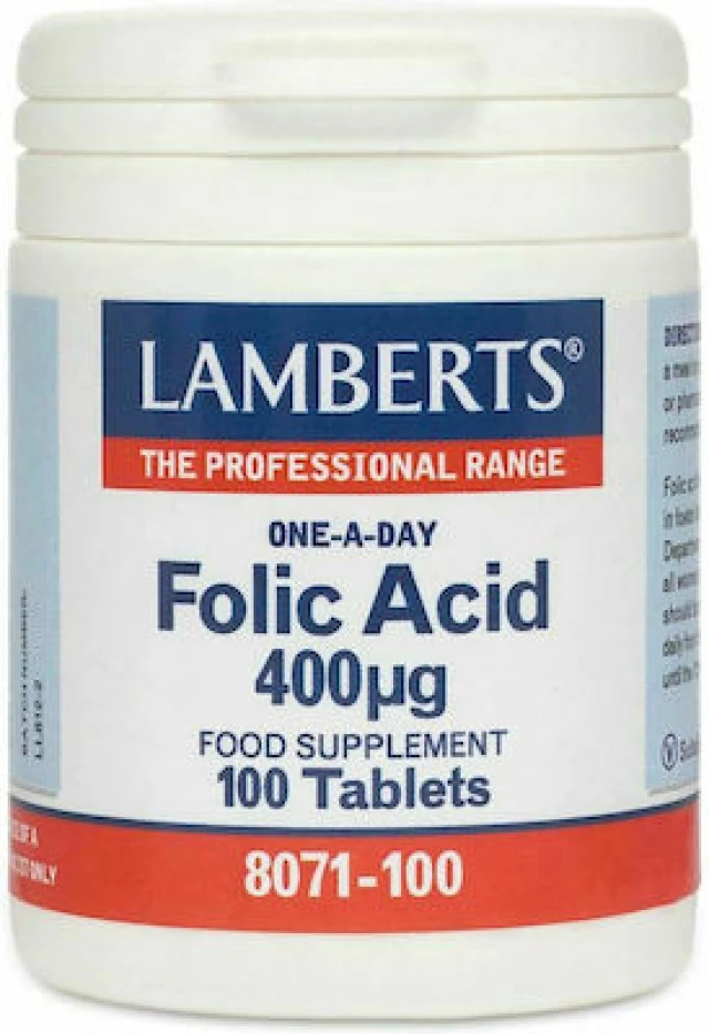 Lamberts Folic Acid 400mcg Folic Acid, 100 Tablets