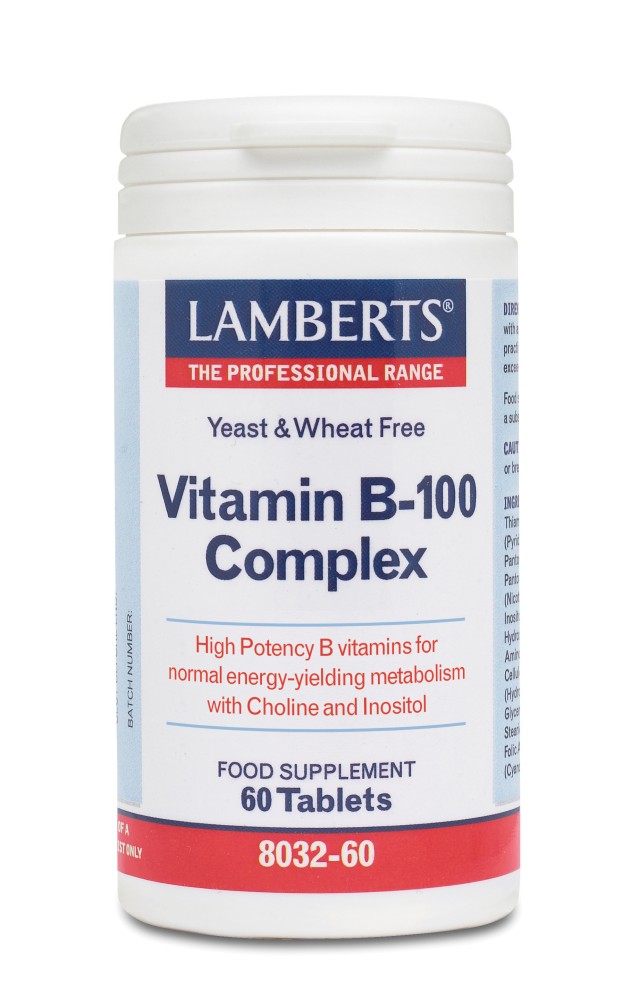 Lamberts Vitamin B 100 Complex Συμπλήρωμα Διατροφής για Υγιές Νευρικό Σύστημα, 60 Ταμπλέτες