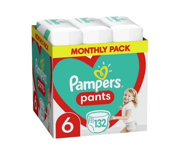 Pampers Pants Πάνες - Βρακάκι Μέγεθος 6 (15+kg) Monthly Pack, 132 Τεμάχια