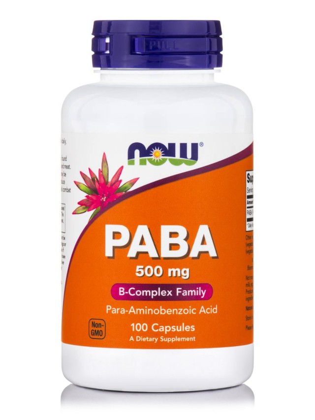Now PABA 500 mg (Para-aminobenzoic Acid), 100 Κάψουλες