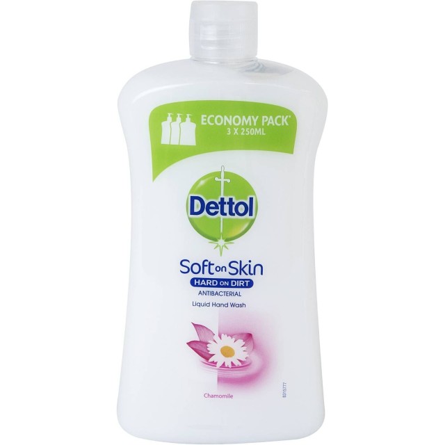 Dettol Refill Soft On Skin Chamomile Ανταλλακτικό Υγρό Κρεμοσάπουνο Χαμομήλι 750ml