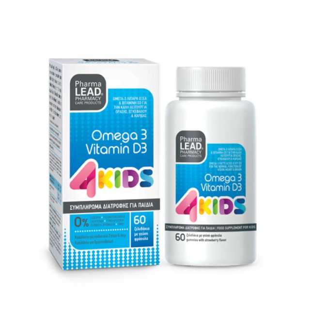 Pharmalead Omega 3 Vitamin D3 4 Kids Συμπλήρωμα Διατροφής Για Παιδιά Με Γεύση Φράουλα, 60 Ζελεδάκια