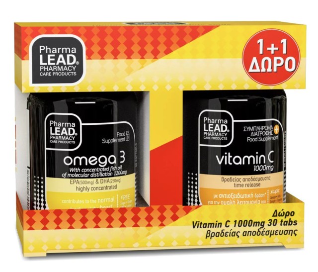Pharmalead Promo Omega 3 1200mg, 30 Μαλακές Κάψουλες & ΔΩΡΟ Vitamin C 1000mg, 30 Ταμπλέτες