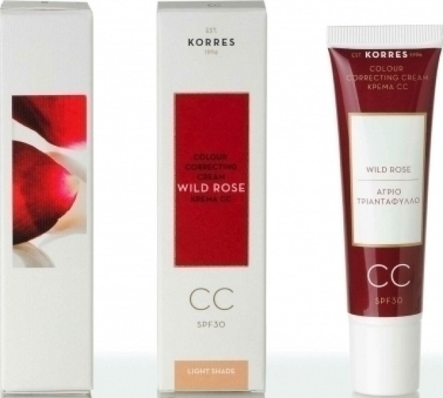 Korres Wild Rose CC Cream SPF30 Ενυδατική Κρέμα με Χρώμα Light, 30ml