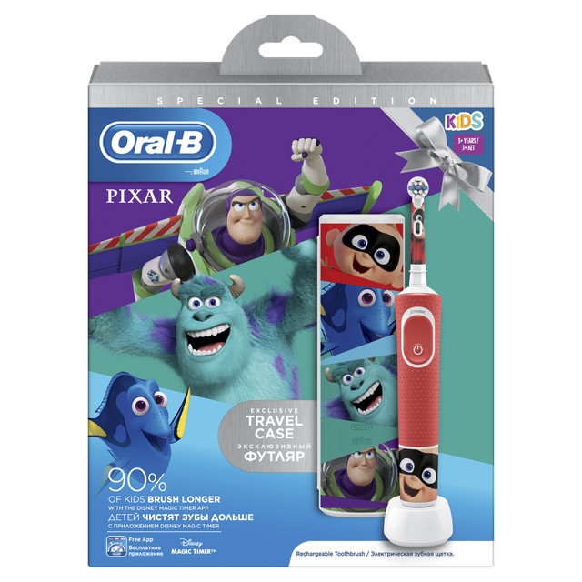 Oral-B Kids Επαναφορτιζόμενη Παιδική Ηλεκτρική Οδοντόβουρτσα  3+ Ετών Special Pixar Edition (+ ΔΩΡΟ Θήκη Ταξιδιού)