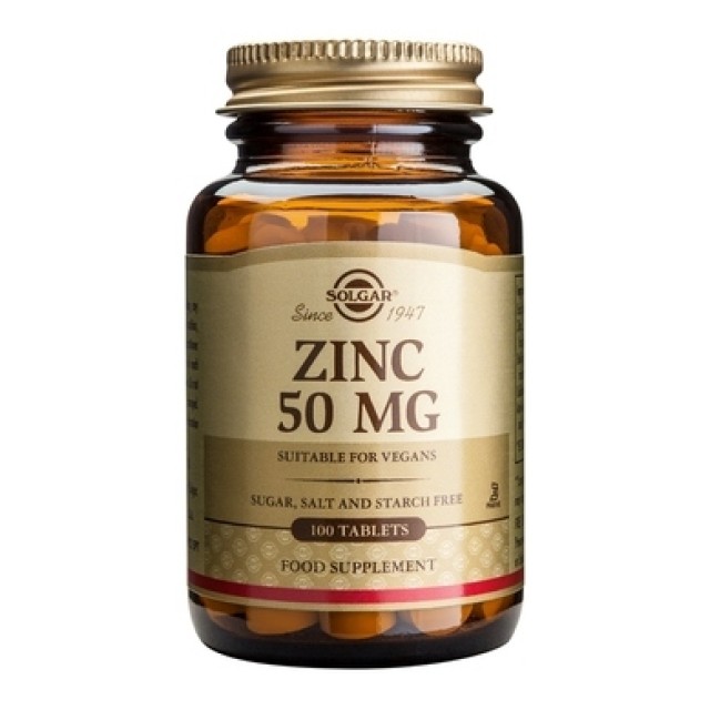 Solgar Zinc Gluconate 50mg Συμπλήρωμα Διατροφής Με Ψευδάργυρο, 100 Ταμπλέτες