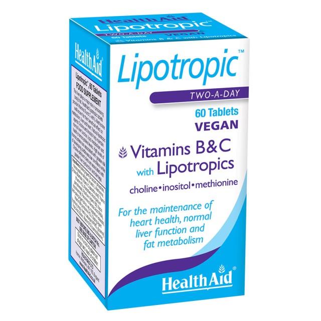 Health Aid Lipotropic Συμπλήρωμα Διατροφής με Βιταμίνες Β & C, Χολίνη, Ινοσιτόλη & Μεθειονίνη για Υποστήριξη του Μεταβολισμού, 60 Ταμπλέτες