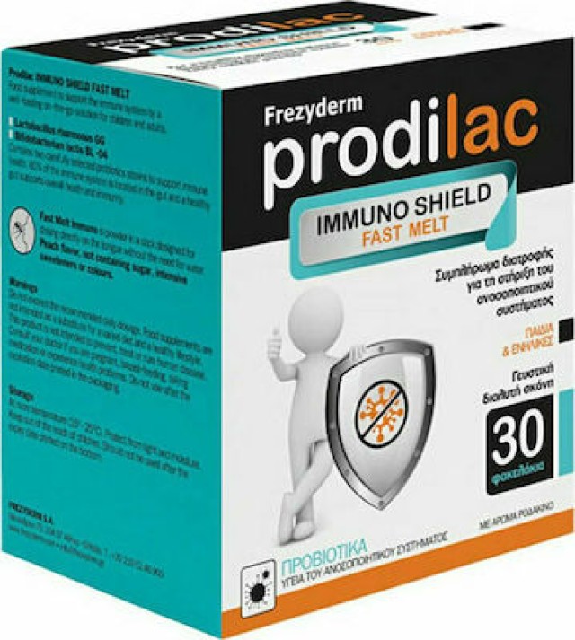 Frezyderm Prodilac Immuno Shield Fast Melt Συμπλήρωμα Διατροφής Προβιοτικών με Γεύση Ροδάκινο, 30 Φακελάκια