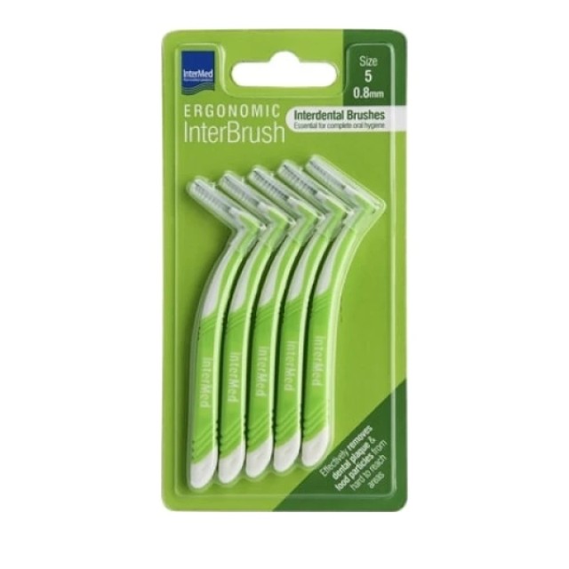 Intermed Ergonomic Interbrush Μεσοδόντια Βουρτσάκια Πράσινο Size 5 - 0.8mm, 5τμχ