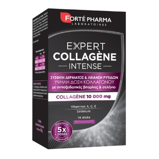 Forte Pharma Expert Collagene Intense 10000mg Σύσφιξη Δέρματος & Λείανση Ρυτίδων, 14 Φακελίσκοι