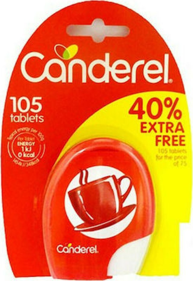 Canderel 40% Extra Free - Φυσικό Γλυκαντικό Υποκατάστατο Ζάχαρης, 105 Ταμπλέτες