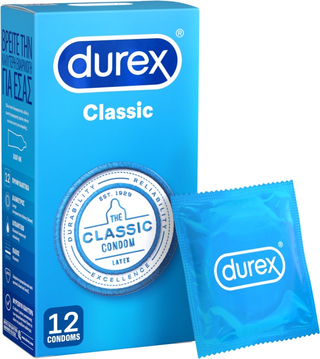 Durex Προφυλακτικά Ευκολοφόρετα Classic, 12 Τεμάχια