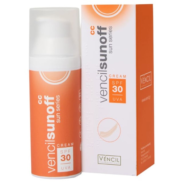 Vencil Sunoff CC Cream SPF30 Αντηλιακή Κρέμα με Χρώμα Κατά των Χρωμ...