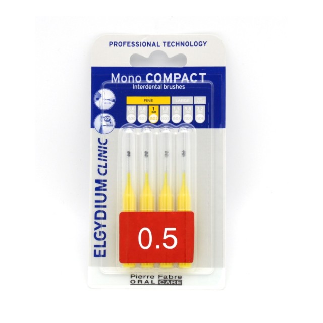 Elgydium Clinic Mono Compact Μεσοδόντια Βουρτσάκια 0.5mm σε Χρώμα Κίτρινο 4 Τεμάχια