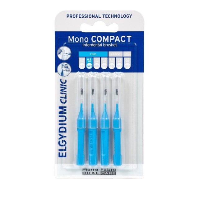 Elgydium Clinic Mono Compact Μεσοδόντια Βουρτσάκια 0.4mm σε Xρώμα Μπλε 4 Τεμάχια