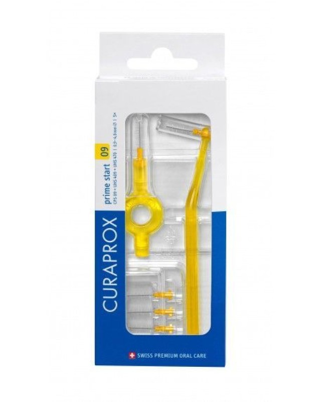 Curaprox Prime Start Ανταλλακτικά για Μεσοδόντια Βουρτσάκια με Λαβή 0.9mm σε χρώμα Κίτρινο 5τμχ