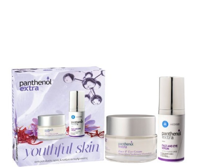 Panthenol Extra Youthful Skin Set Face & Eye Cream Αντιρυτιδική Κρέμα Προσώπου 50ml + Face & Eye Serum Αντιρυτιδικός Ορός 30ml, 1 Σετ