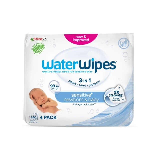WaterWipes Ecological Baby Wipes with 99,9% Water, 4x60 Pieces