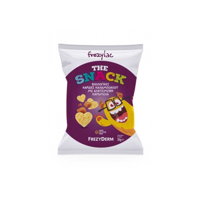 Frezyderm Frezylac the Snack Caramel Sea Salt Βιολογικές καρδιές καλαμποκιού με αλατισμένη καραμέλα, 30gr