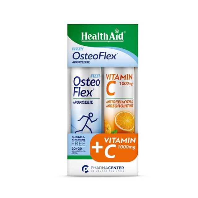 Health Aid Osteoflex 20 αναβ. δισκία + Vit-C 1gr Πoρτoκάλι 20 αναβ. δισκία