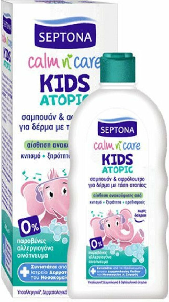 Septona Kids Calm & Care Sensatopic Παιδικό Σαμπουάν & Αφρόλουτρο Για Ατοπικό Δέρμα, 200ml