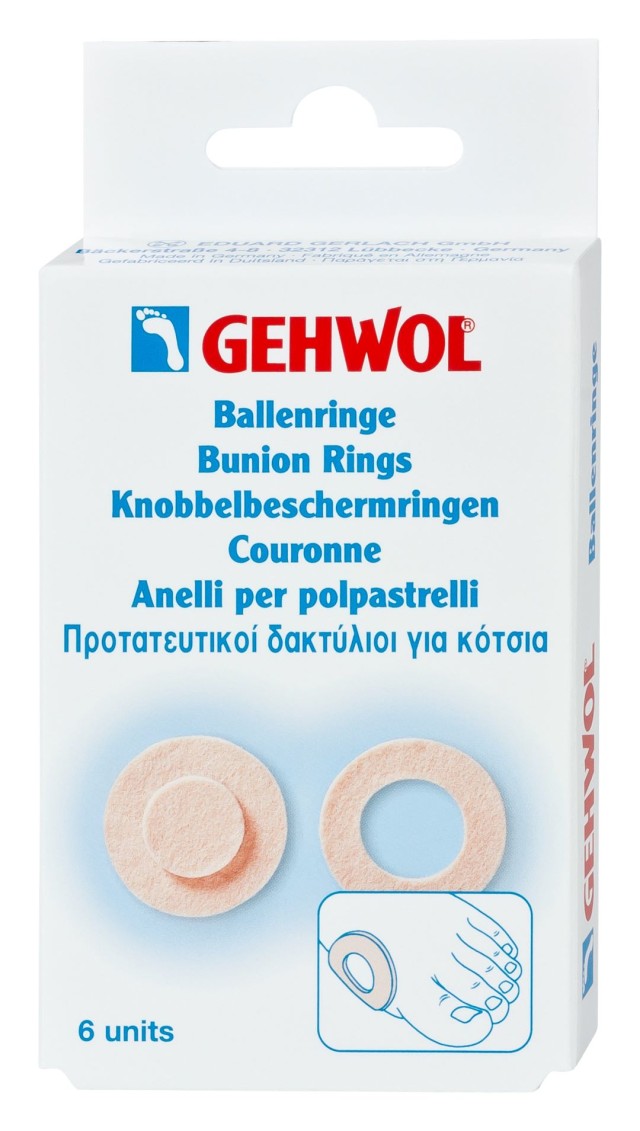 Gehwol Bunion Ring Round Στρογγυλοί Προστατευτικοί Δακτύλιοι για τα Κότσια, 6 Τεμάχια