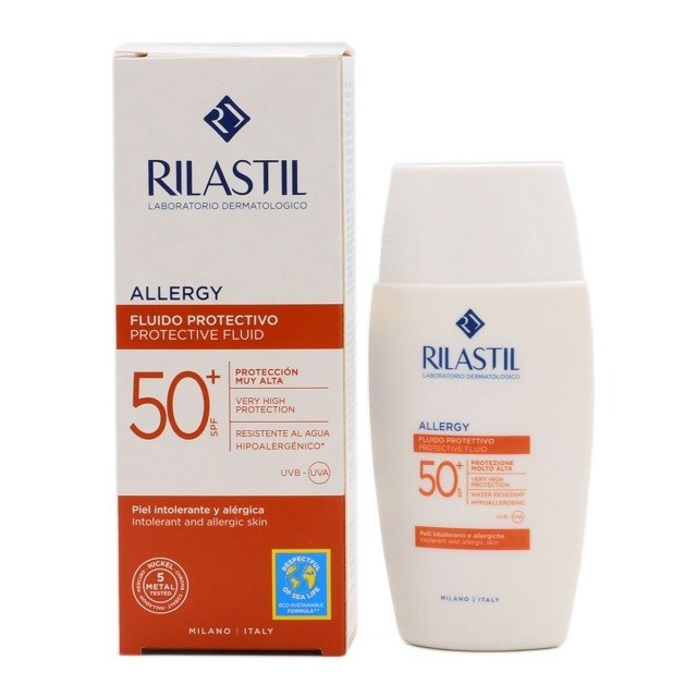 Rilastil Allergy 100 Protective Fluid Προστατευτικό Γαλάκτωμα Για Αντιδραστικές - Αλλεργικές Επιδερμίδες με SPF50+, 50ml