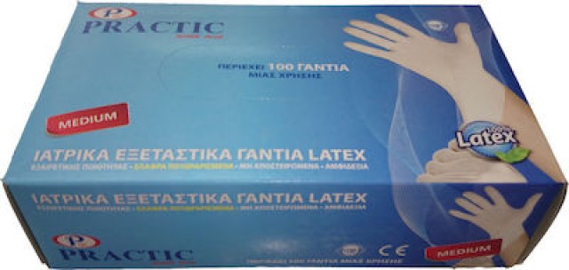 Practic Super Plus Ιατρικά Εξεταστικά Γάντια Latex Ελαφρά Πουδραρισμένα Λευκό, 100 τεμάχια