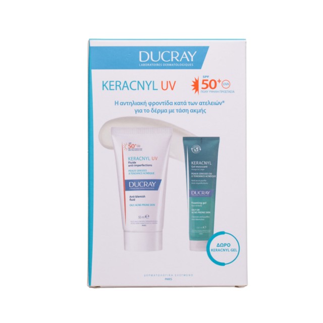 Ducray Set Keracnyl UV Anti-blemish Fluid Spf50+ 50ml + Δώρο Kerancyl Gel Καθαρισμού 100ml