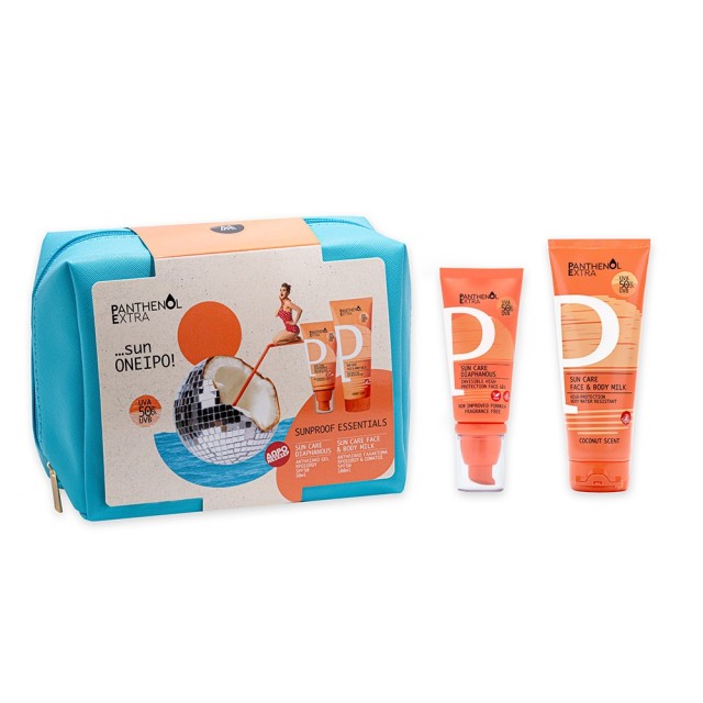 Panthenol Extra Promo Sunproof Essentials με Sun Care Diaphanous SPF 50 Αντηλιακό Gel Προσώπου 50ml + Sun Care Face & Body Milk SPF 50 Αντηλιακό Γαλάκτωμα για Πρόσωπο και Σώμα 100ml