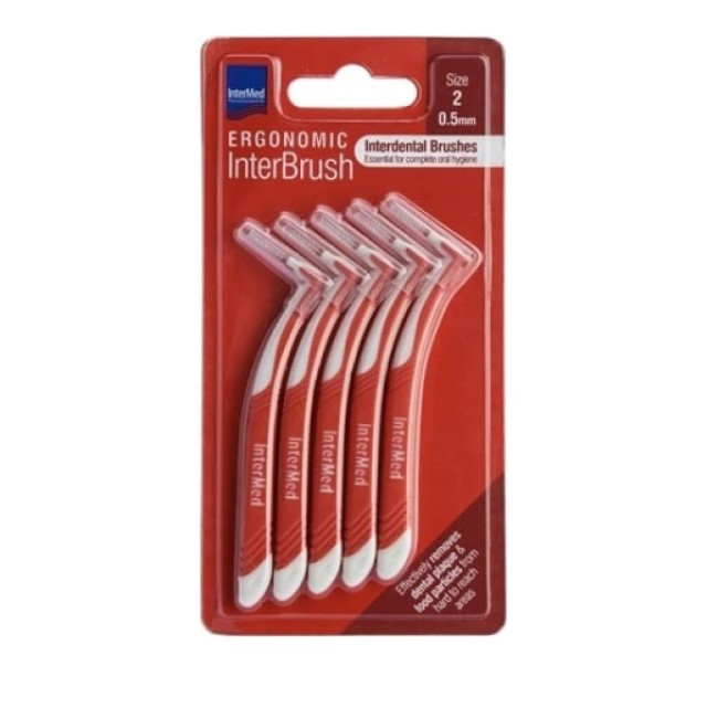 Intermed Ergonomic Interbrush Μεσοδόντια Βουρτσάκια Κόκκινο Size 2 - 0.5mm, 5τμχ