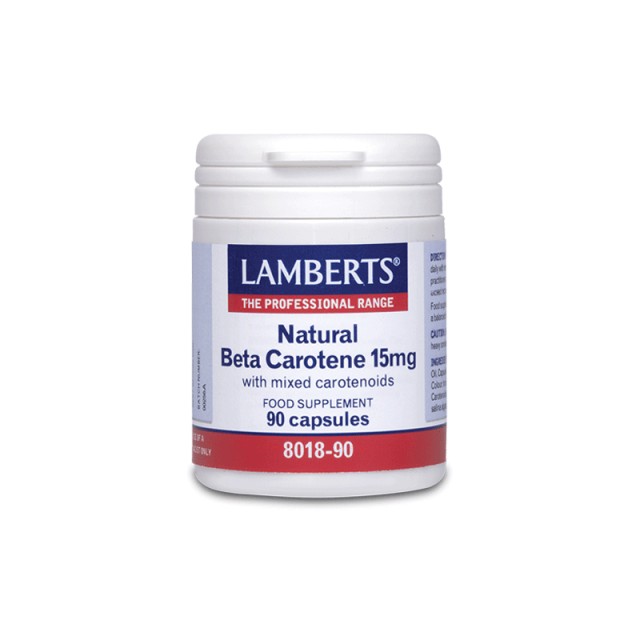 Lamberts Natural Beta Carotene 15mg Συμπλήρωμα Με Ισχυρή Αντιοξειδωτική Δράση, 90 Κάψουλες