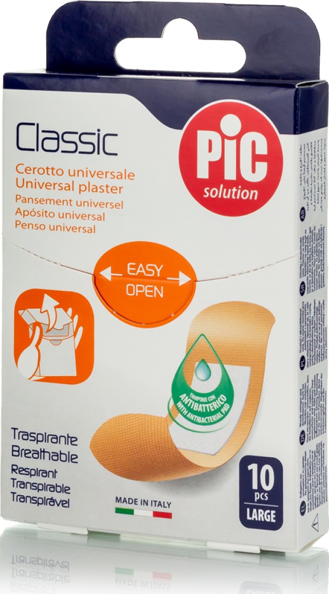 Pic Solution Classic Strips Αυτοκόλλητα Επιθέματα Αποστειρωμένα Large [25x72mm] 10 Τεμάχια