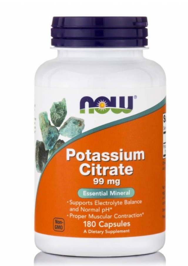 Now Foods Potassium Citrate 99mg Συμπλήρωμα Διατροφής Κάλιο, 180 Κάψουλες