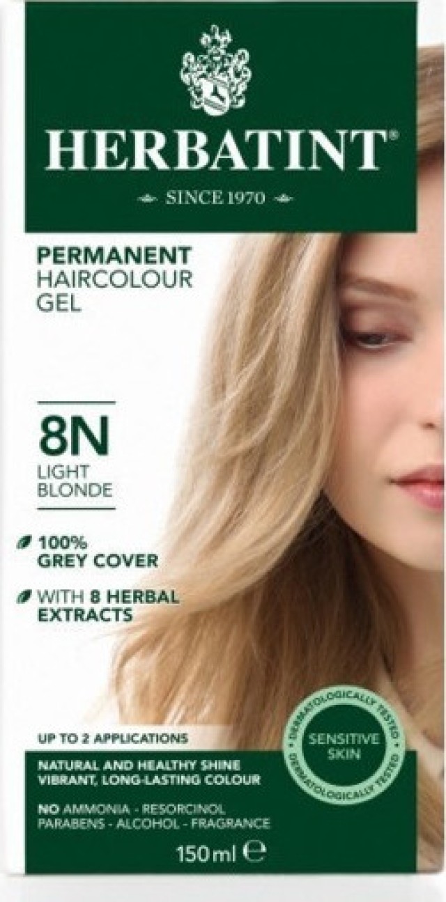 Herbatint Permanent Haircolor Gel 8N Ξανθό Ανοικτό