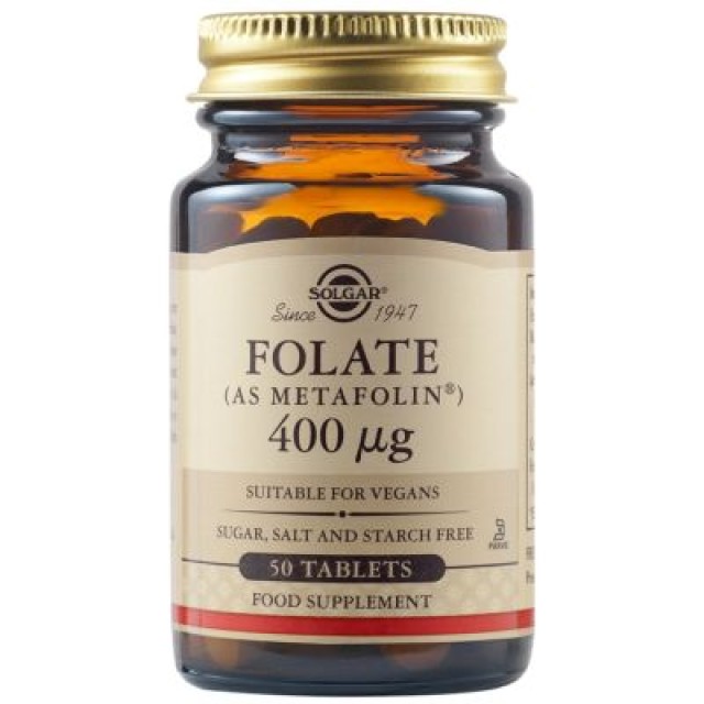 Solgar Folate Φολικό Οξύ 400μg, 50 Ταμπλέτες