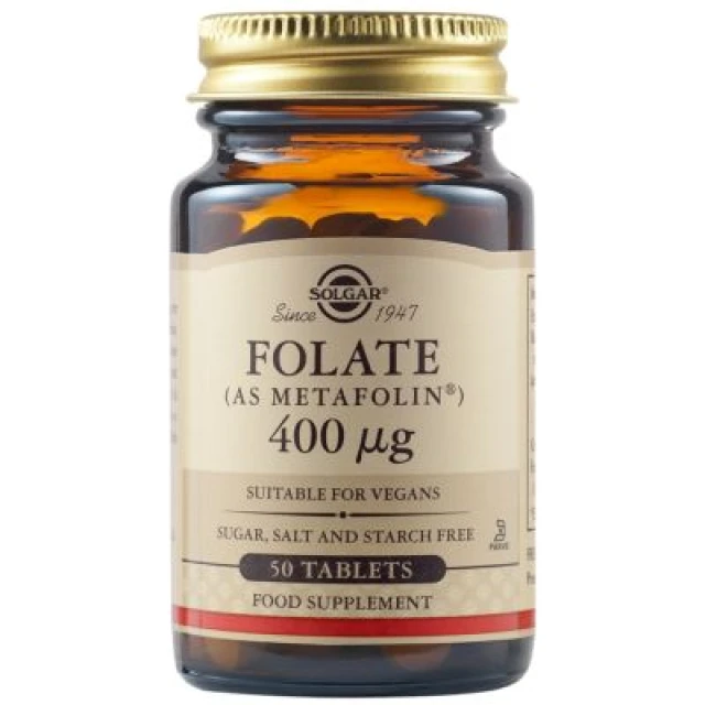 Solgar Folate Dietary Supplement with Folic Acid 400μg, 50 Tablets