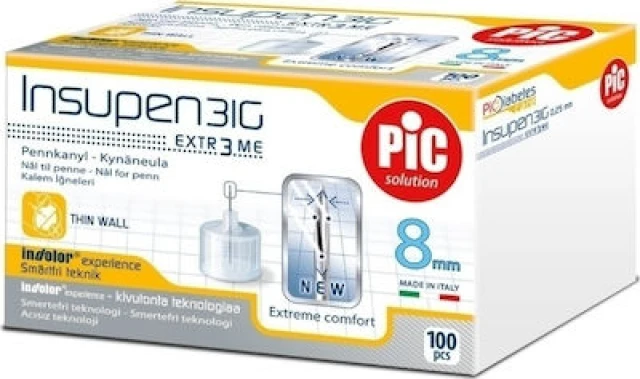 Pic Solution Insupen Insulin Needles 31G x 8mm, 100 Pieces