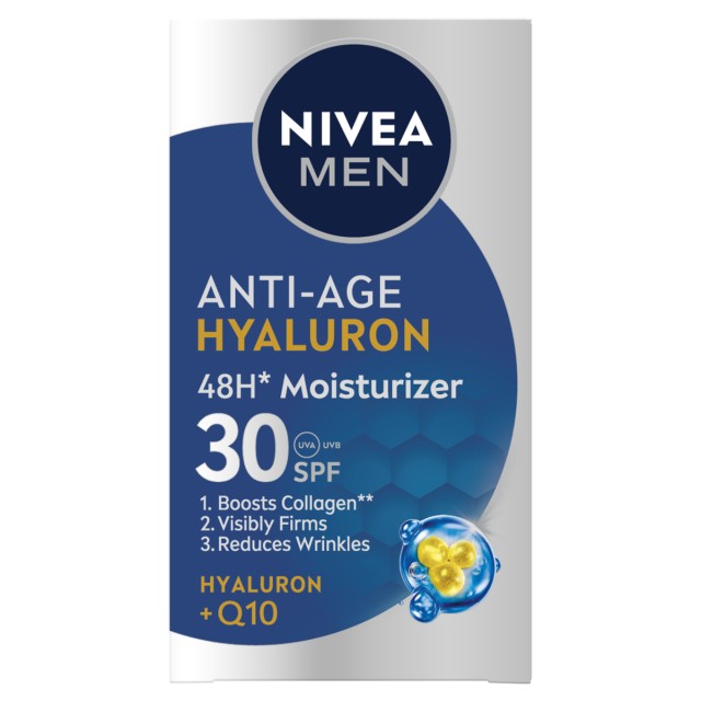 Nivea Men Hyaluron +Q10 Ενυδατική Κατά των Ρυτίδων SPF30, 50ml
