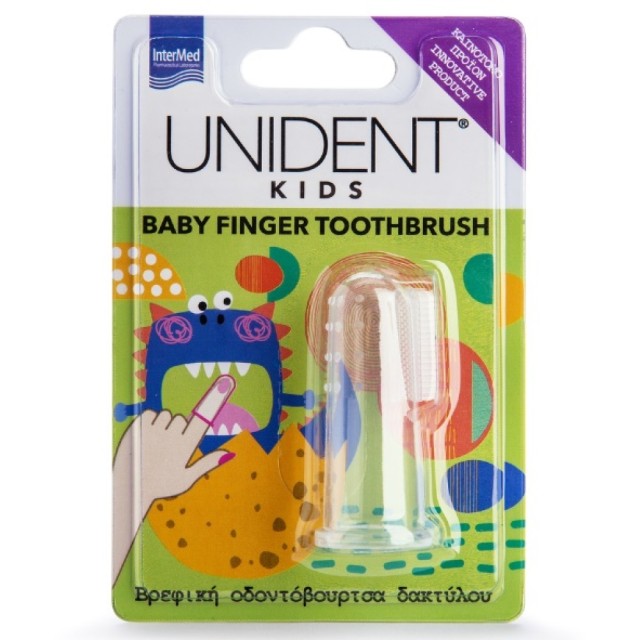 Intermed Unident Kids Baby Finger Toothbrush Βρεφική Οδοντόβουρτσα Δακτύλου, 1τμχ